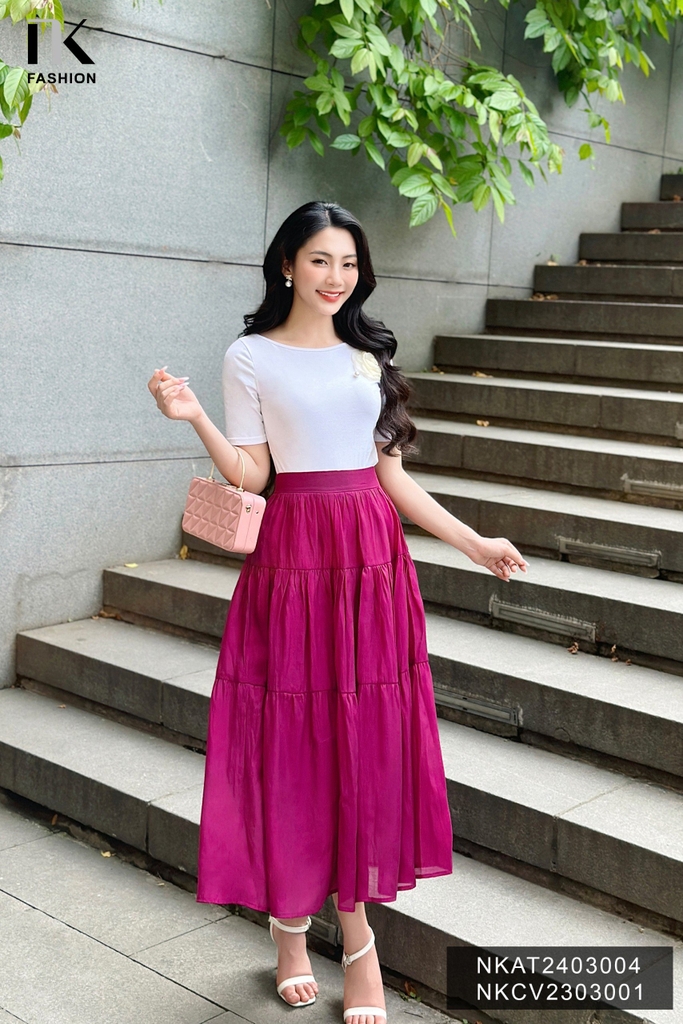 NK Fashion Áo Thun Tay Lỡ Cổ Thuyền Trẻ Trung, Thoải Mái NKAT2403004