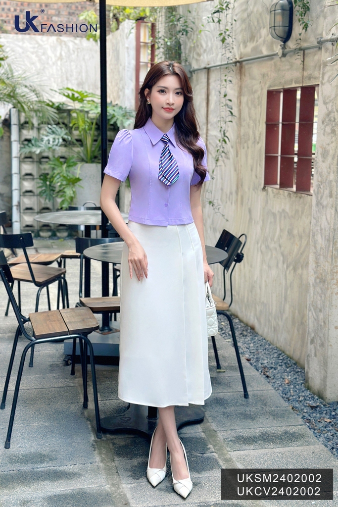 Chân váy chữ A xếp ly sườn Fashion chất liệu cao cấp không nhăn, công sở basic, dễ phối đồ UKCV2402002