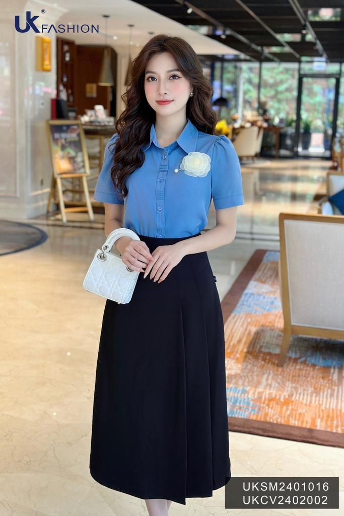 Chân váy chữ A xếp ly sườn Fashion chất liệu cao cấp không nhăn, công sở basic, dễ phối đồ UKCV2402002