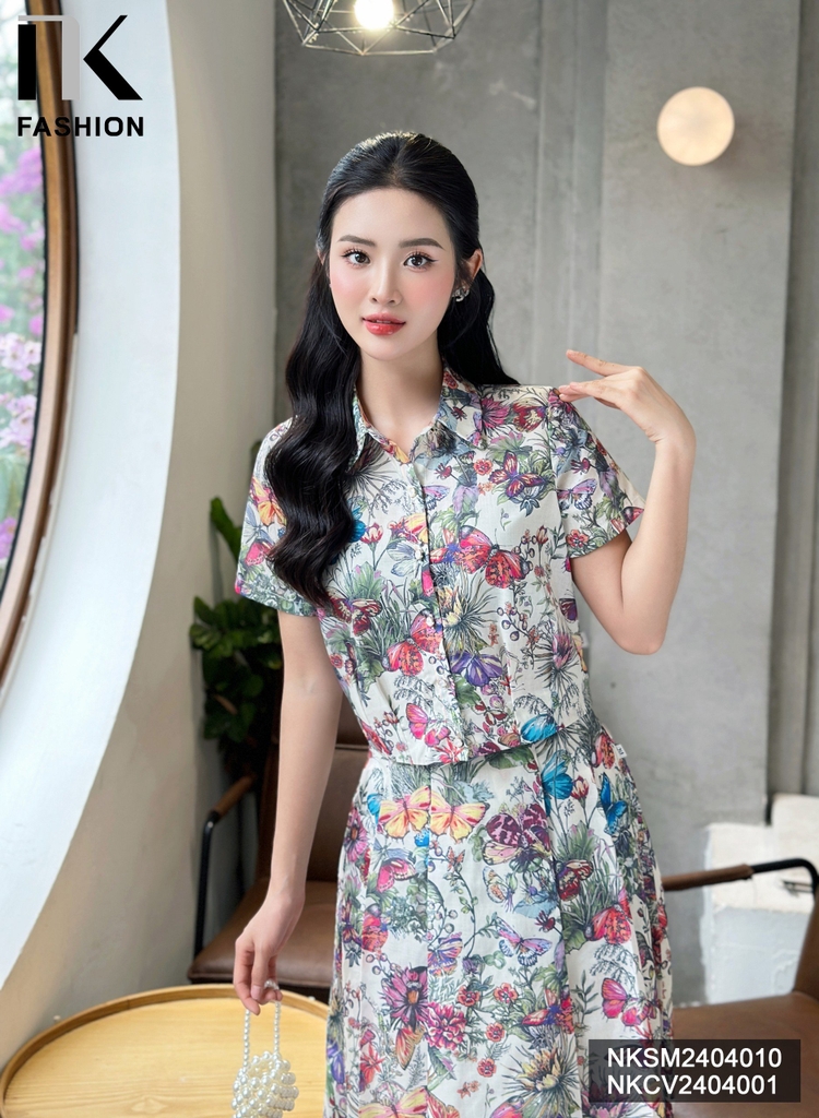 NK Fashion Áo Sơ Mi Thơ Hoa Dior Sang Chảnh, Nữ tính NKSM2404010 ( Không kèm chân váy)