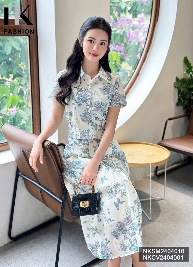 NK Fashion Chân Váy Xoè In Hoa Dior Nhẹ Nhàng, Sang Chảnh NKCV2404001 ( Không kèm áo)