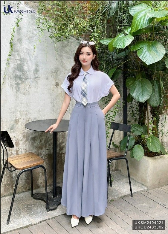 UK Fashion Quần Ống Rộng Xếp Ly Thanh Lịch, Thoải Mái Dễ Phối Cho Nàng Công Sở UKQU2403002