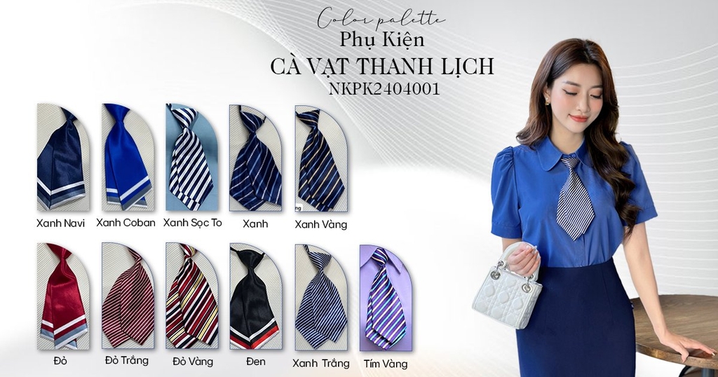 NK Fashion Cà Vạt Kẻ Phụ Kiện Phối Cùng Sơ Mi Cho Nàng Công Sở NKPK2404001