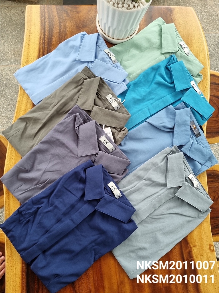 Áo Sơ Mi Dài Tay Cổ Đức Nẹp Dấu Khuy cơ bản phù hợp nhiều kiểu dáng NKSM2010011 ( Ko kèm QU/CV/PK)