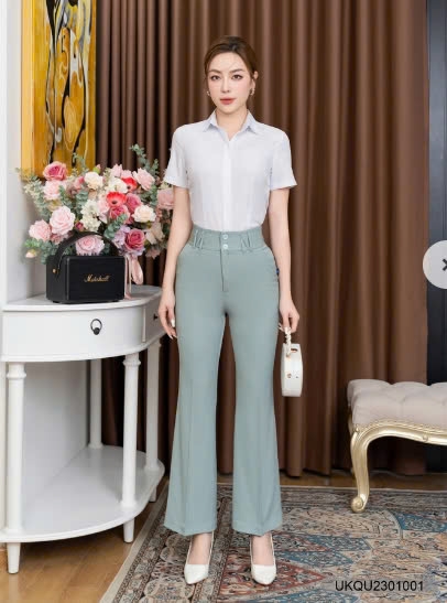 Quần ống loe UK Fashion Công Sở Nữ Thanh Lịch Vải Mềm Mịn UKQU2301001