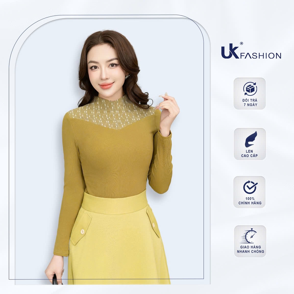 ÁO LEN PHỐI CỔ THỜI TRANG, GIỮ NHIỆT TỐT NKAL2311005