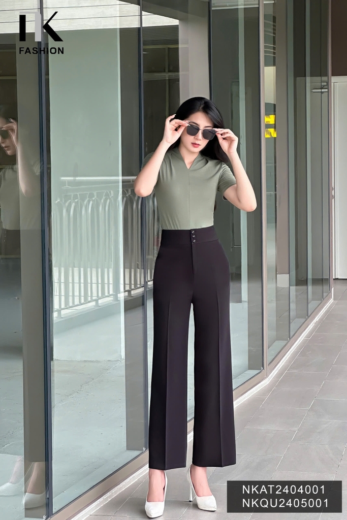 NK Fashion NKAT2404001Áo Thun Tay Cộc Cổ Leo Thời Trang Nữ, Trẻ Trung Năng Động NKAT2404001