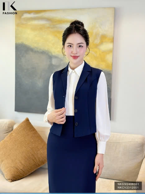 ÁO GHILE CỔ VE 3 CÚC NKSM2408001