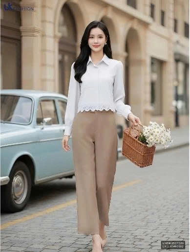 Áo Sơ Mi Cổ Đức Dài Tay Ren Gấu Unaa Fashion Thời Trang Công Sở Nữ Thanh Lịch Vải Mềm Mịn UNSM2507029