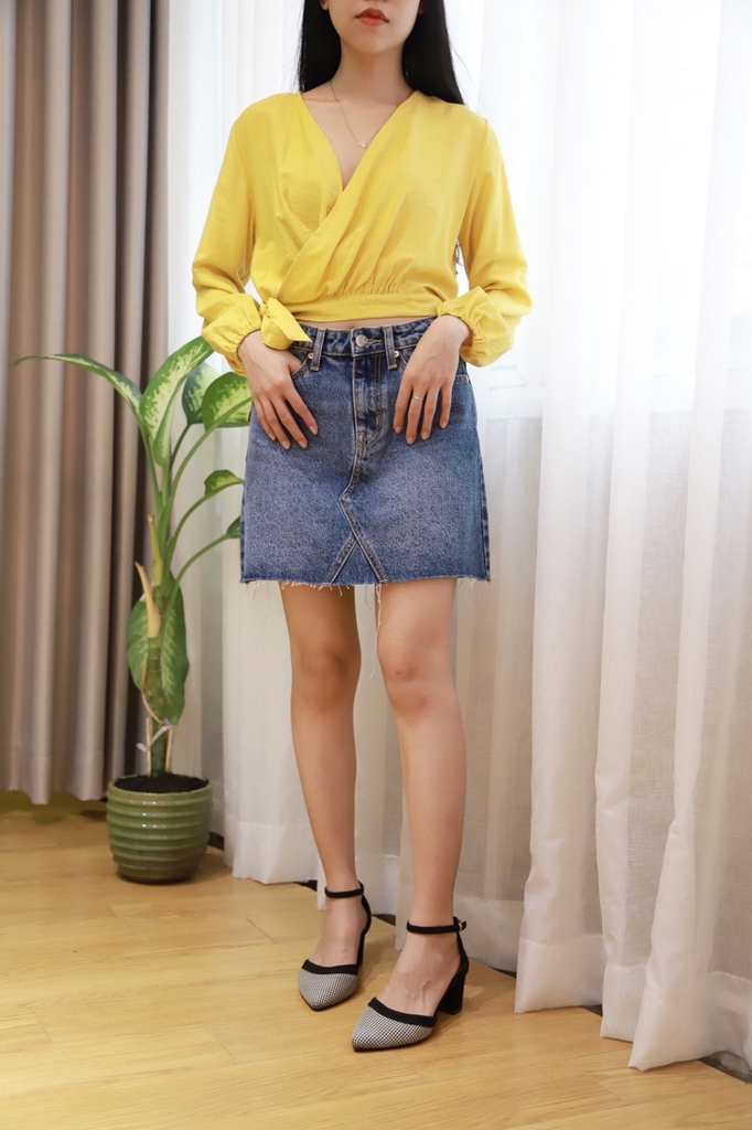 Chân váy jean rách chữ a kiểu mới tiqi jeans v-266