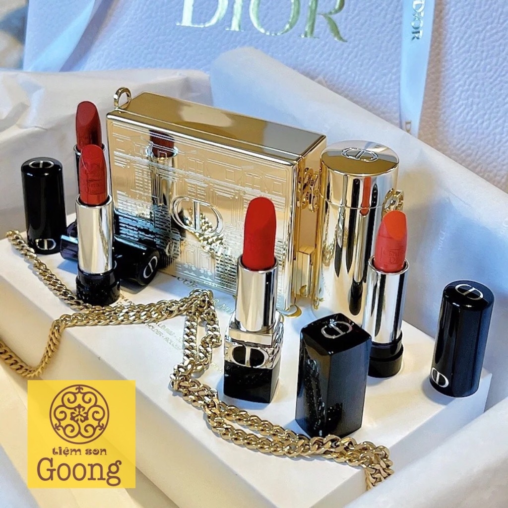 Set son môi Dior rouge minaudiere (màu vàng trắng)