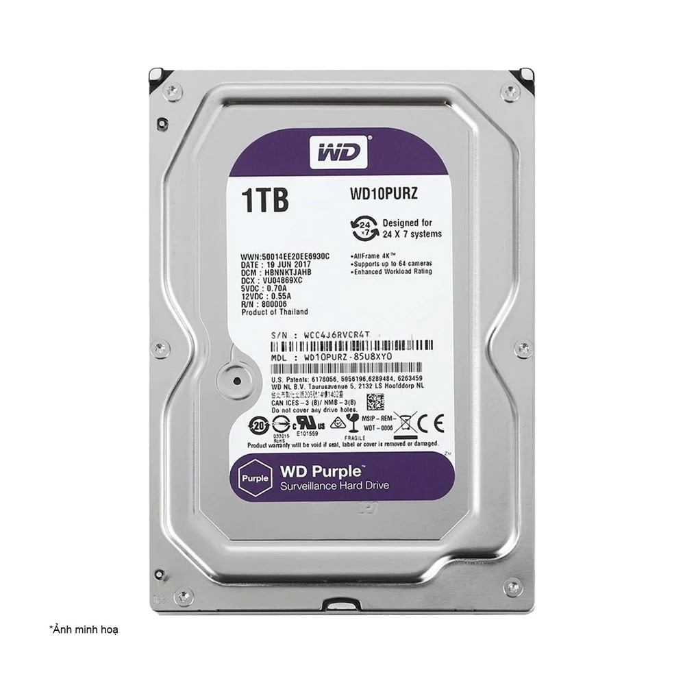 Ổ cứng HDD WD Purple 1TB SATA 3 WD10PURZ