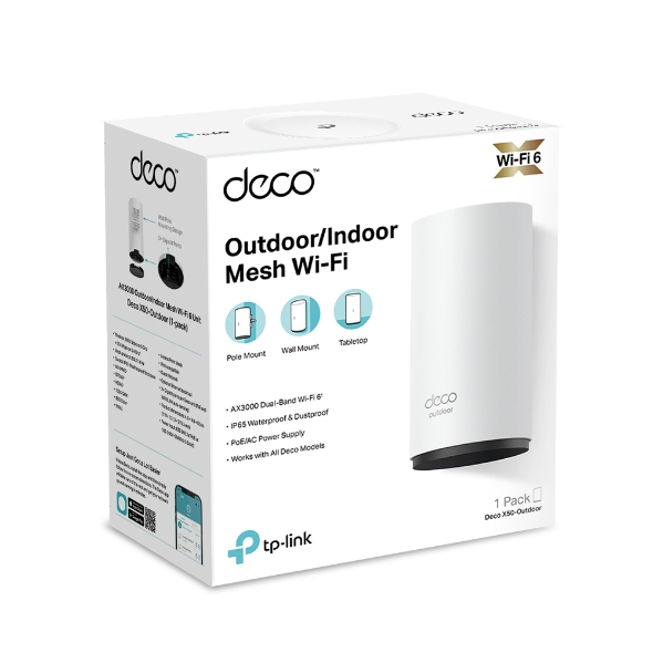 Bộ Phát Wi-Fi Mesh Ngoài Trời TP-Link Deco X50-Outdoor (Wi-Fi 6, AX3000, băng tần kép, PoE/AC, 2 cổng Gigabit)