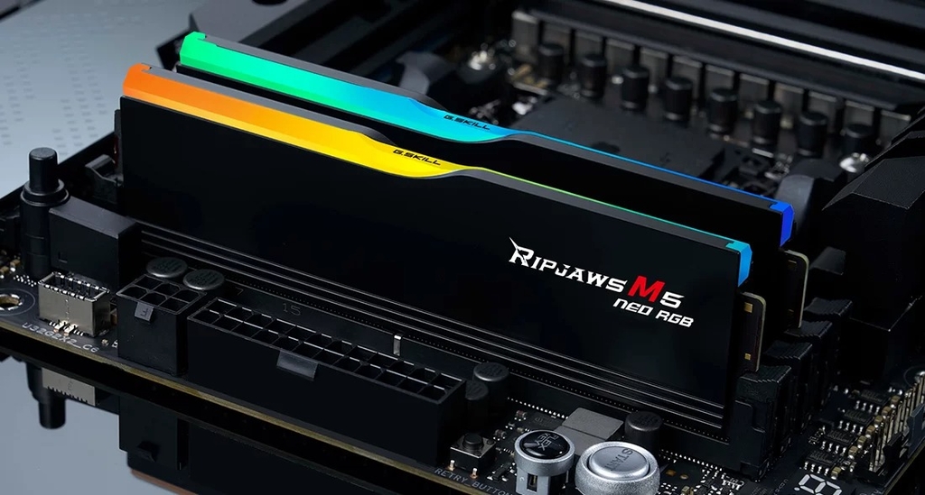 RAM PC G.SKILL Ripjaws M5 Neo RGB F5-6000J3648D16GX2-RM5NRK (32GB DDR5, 6000MT/s, CL36, Intel XMP 3.0/AMD EXPO, đen)