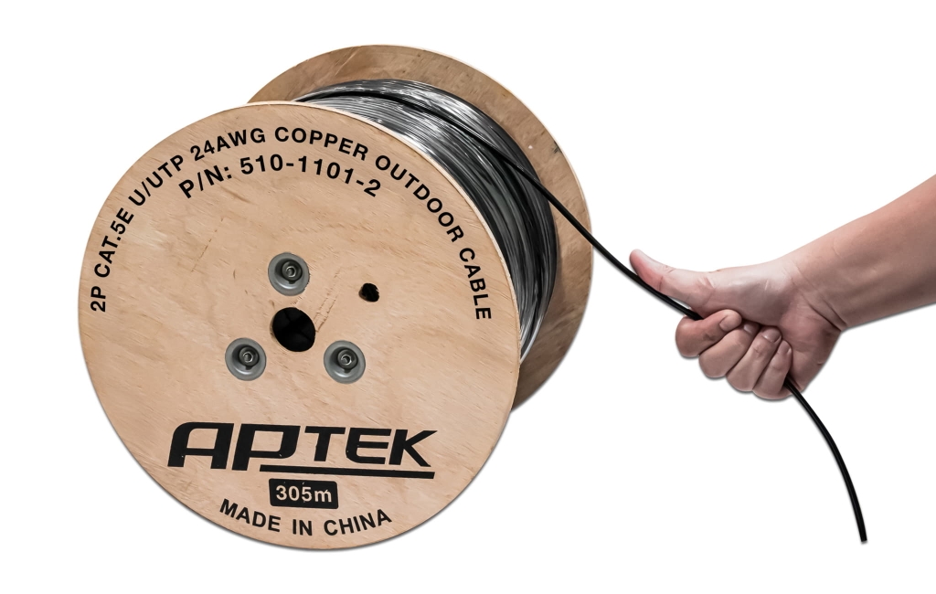 Cáp mạng APTEK 510-1101-2 (Cat.5e UTP Outdoor, Copper 24AWG, 2 Pair, 305m, đen)