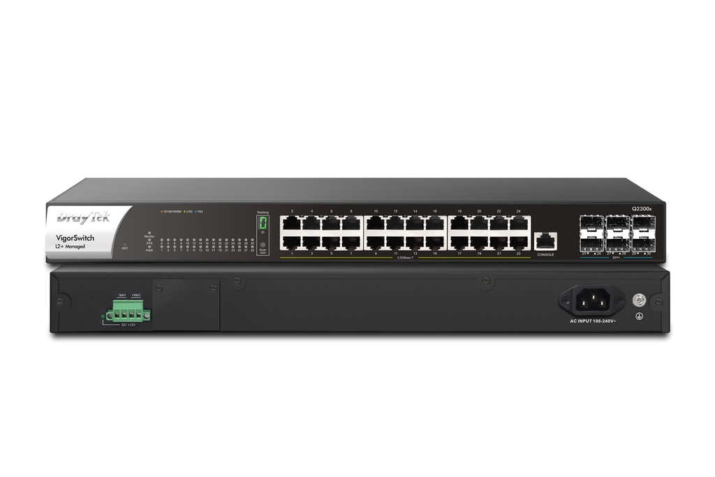 Switch DrayTek VigorSwitch Q2300x (24×2.5GbE, 6×SFP+ 10G, 240Gbps, L2+ Managed)