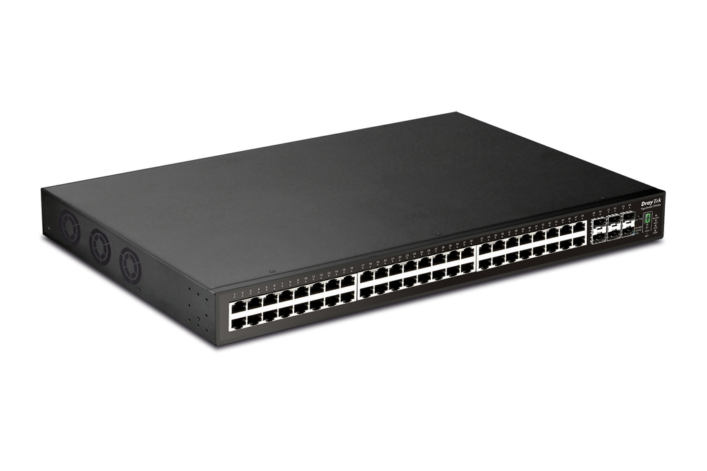 Switch PoE DrayTek VigorSwitch P2542XS (48×GbE PoE+, 6×SFP+ 10G, 400W, L2+ Managed)