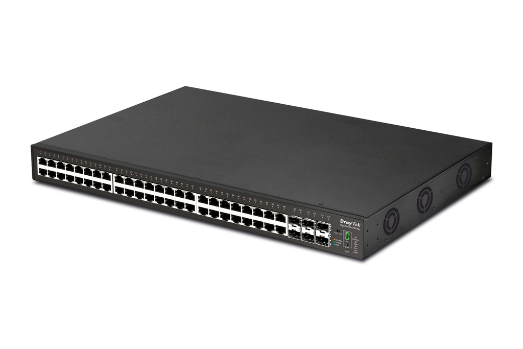 Switch PoE DrayTek VigorSwitch P2542XS (48×GbE PoE+, 6×SFP+ 10G, 400W, L2+ Managed)