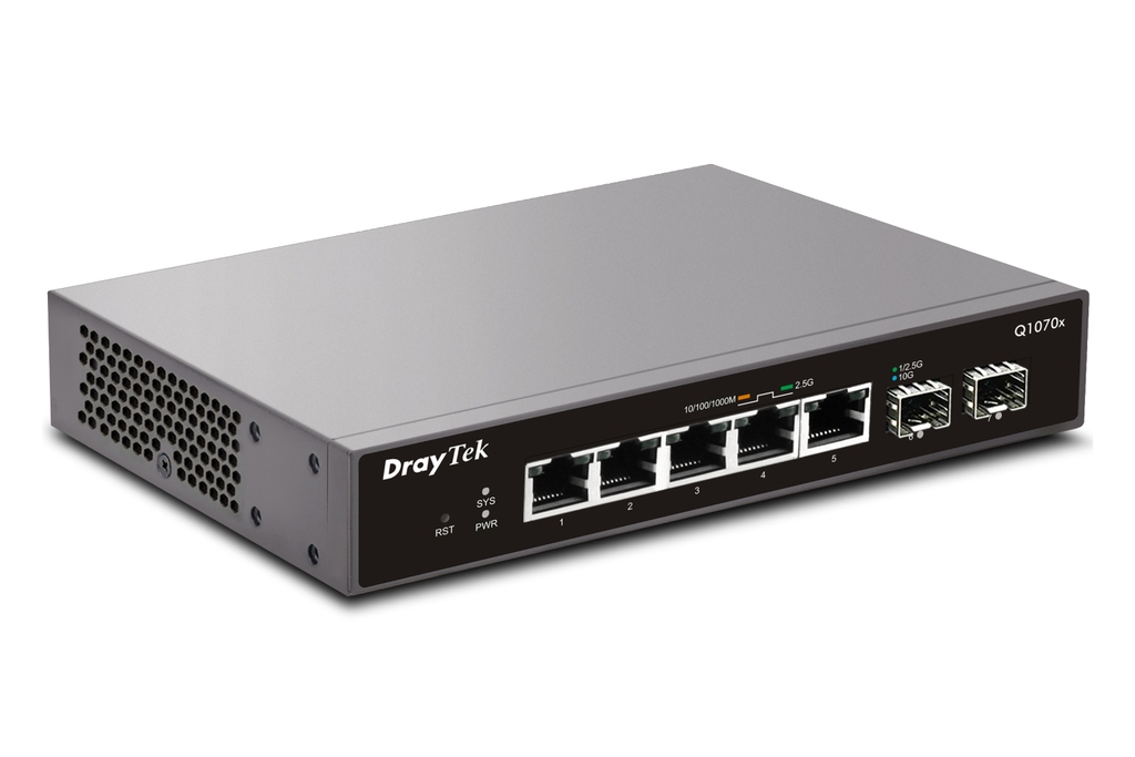 Switch DrayTek VigorSwitch Q1070x (5×2.5GbE, 2×SFP+ 10G, 65Gbps, Smart Lite)