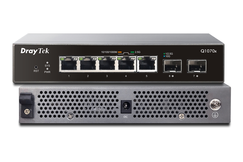Switch DrayTek VigorSwitch Q1070x (5×2.5GbE, 2×SFP+ 10G, 65Gbps, Smart Lite)