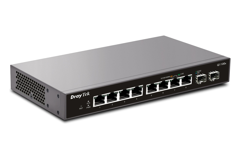 Switch DrayTek VigorSwitch Q1100x (8×2.5GbE, 2×SFP+ 10G, 80Gbps, Smart Lite)