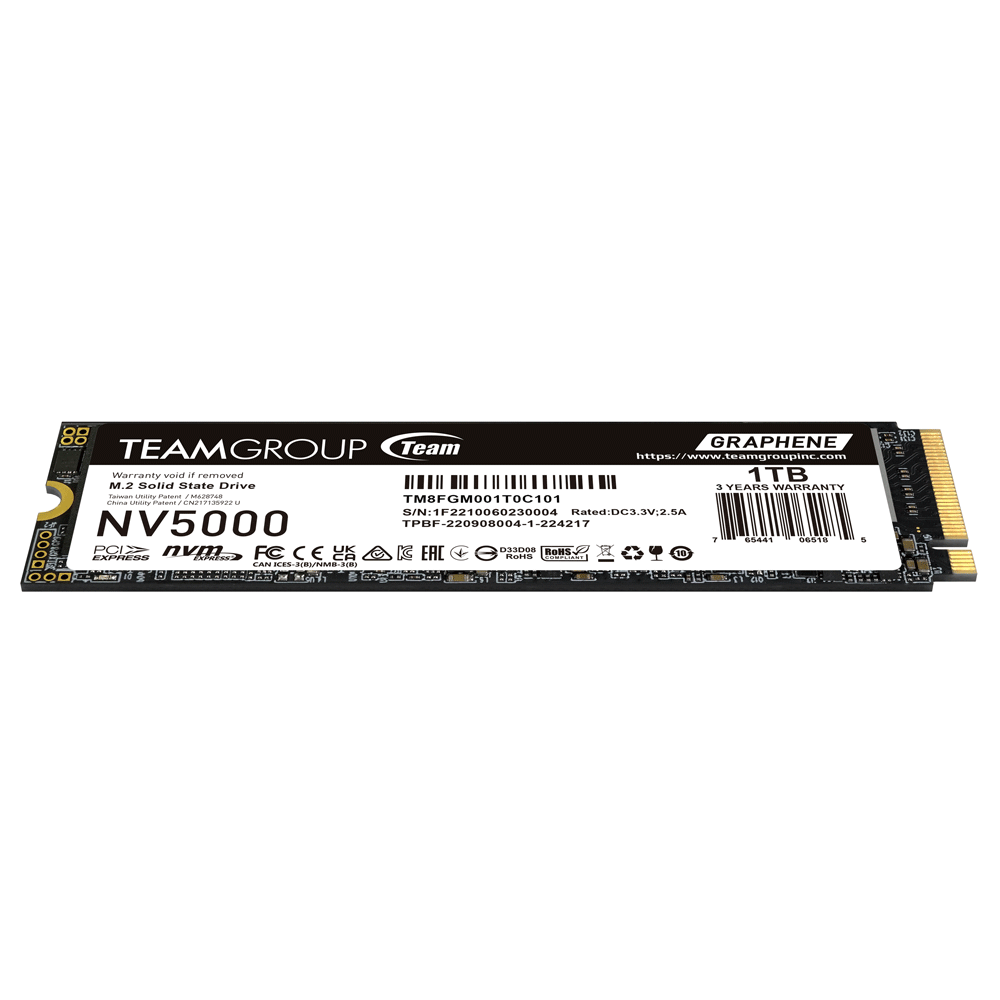 Ổ cứng SSD TeamGroup NV5000 (1TB, M.2, PCIe NVMe Gen4x4, 4,500 MB/s - 1,900 MB/s)