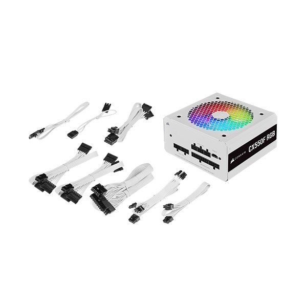 Nguồn Corsair CX550F RGB White 80 Plus Bronze - Full Modul - CP-9020225-NA