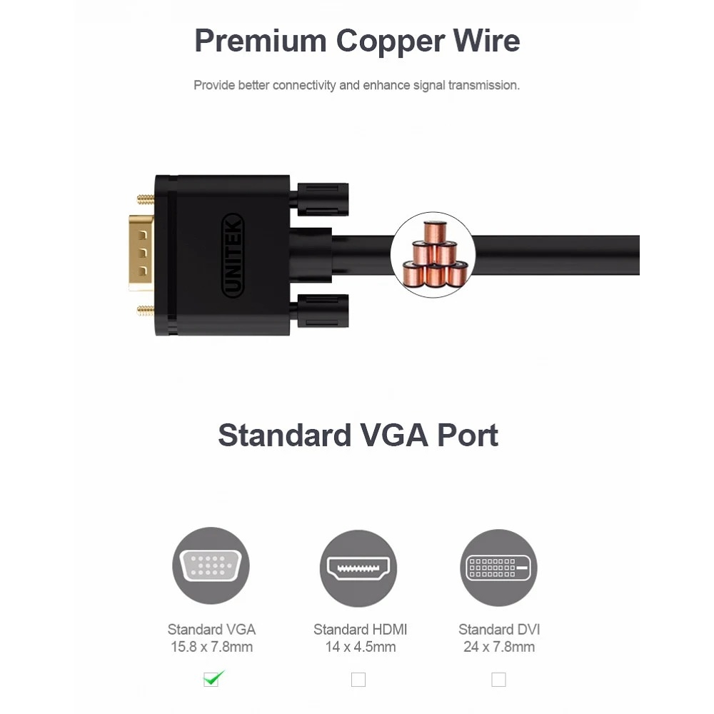 Cáp máy chiếu VGA 25m UNITEK Y-C509G Chính hãng