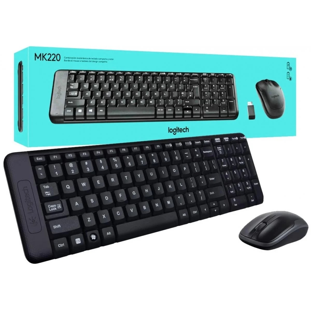 Combo KeyBoard & Chuột Logitech MK220 USB Wireless/Đen (920-003235)