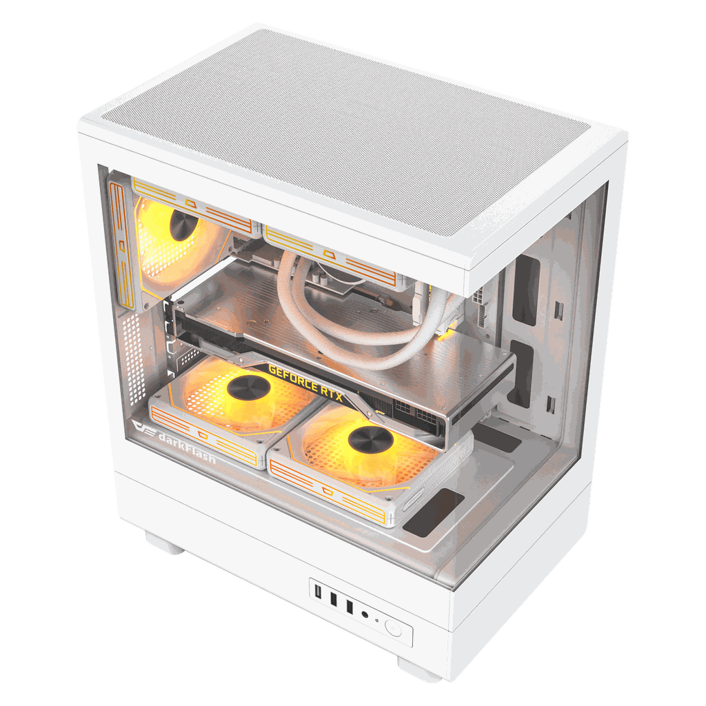 VỎ CASE DARKFLASH DB330M MESH WHITE GLASS (M-ATX, CHƯA FAN)