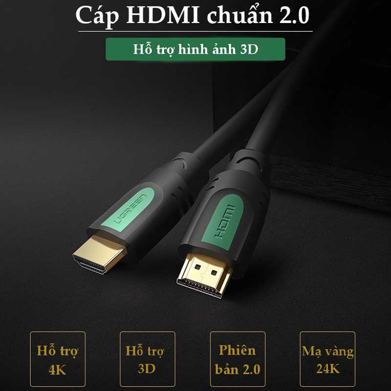 Cáp dữ liệu HDMI 2.0truyền âm thanh hình ảnh dài 1.5M Ugreen (40461)