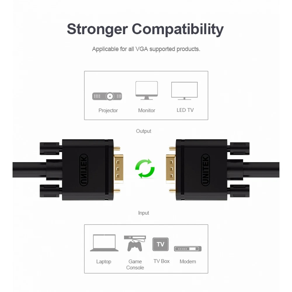 Cáp VGA 60m 3C + 9 Chĩnh Hãng UNITEK YC519