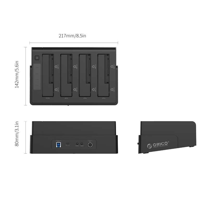 Đế ổ cứng (Docking) Orico 6648US3-C 4 khe cắm SATA 3 USB 3.0 - Tốc độ 5Gbps