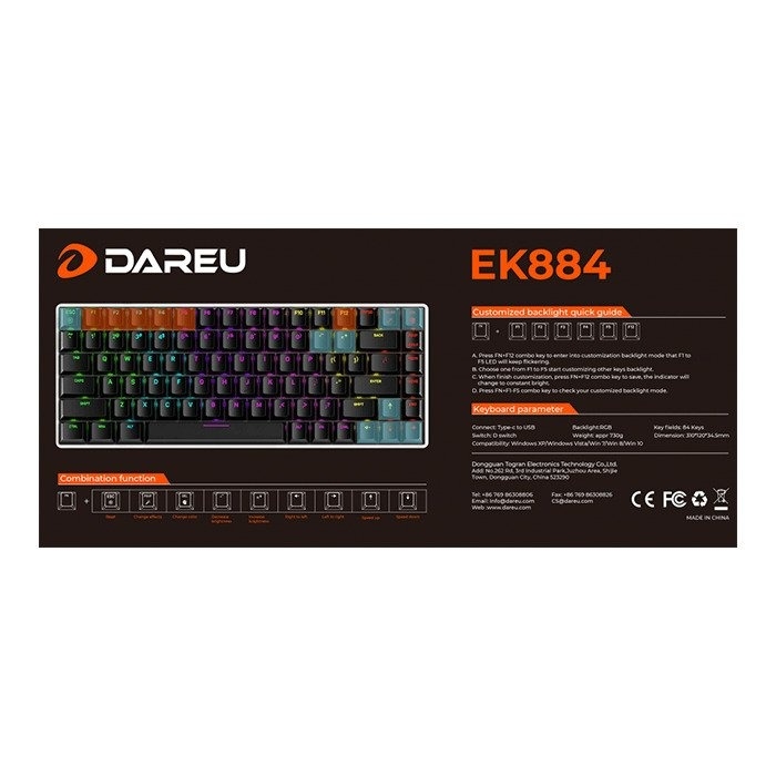 Bàn phím cơ DareU EK884 RGB Blue switch