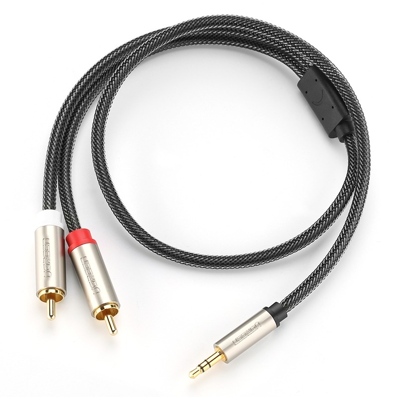 Cáp Audio 3.5mm sang 2 đầu RCA cao cấp dài 5m Ugreen 20825