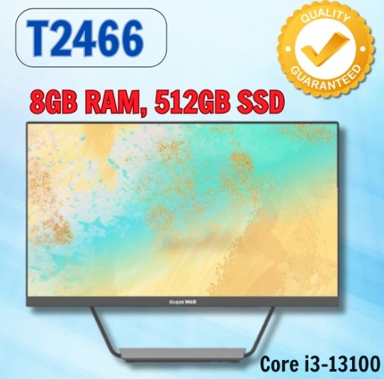Máy tính all in one PC Great Wall T2466 AIO TA33854 - Core i3-13100, 8GB RAM, 512GB SSD - Màn 23.8