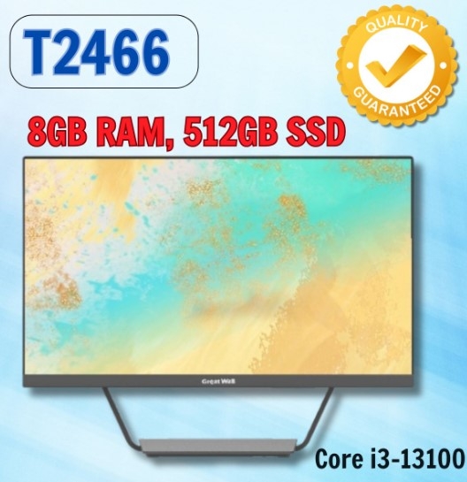 Máy tính all in one PC Great Wall T2466 AIO TA33854 - Core i3-13100, 8GB RAM, 512GB SSD - Màn 23.8