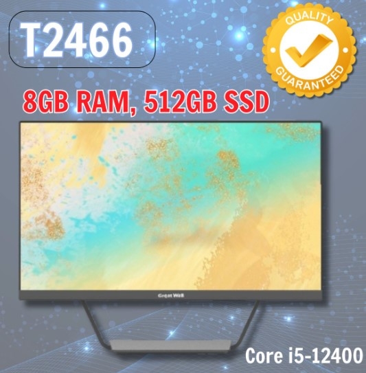 Màn hình máy tính all in one PC để bàn Great Wall T2466 AIO TA25854 - Core i5-12400, 8GB RAM, 512GB SSD - Màn 23.8