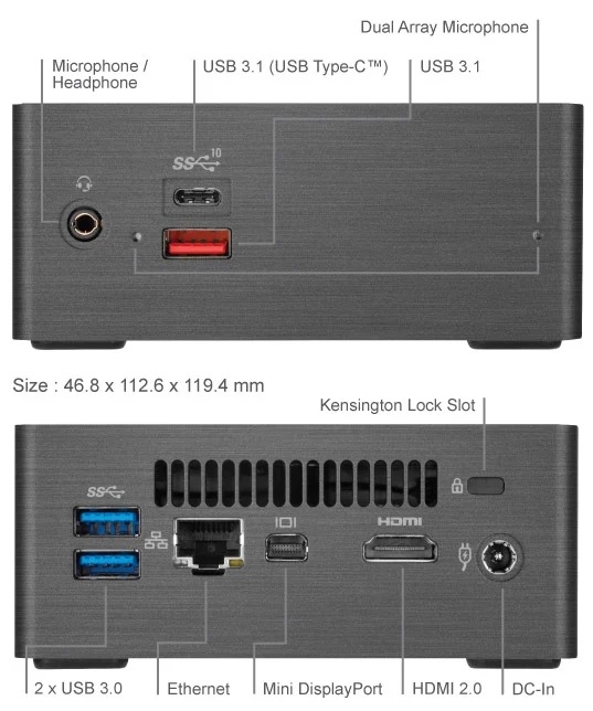 Máy bộ Gigabyte Brix GB-BRi3H-8130 i3-8130U