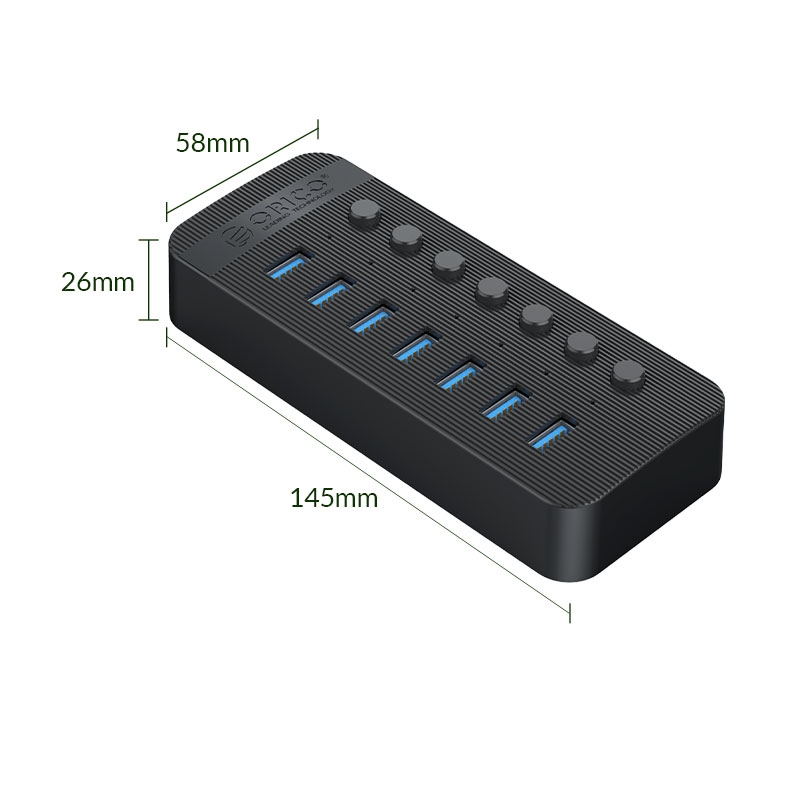 Bộ chia USB HUB 7 cổng Orico USB 3.0 với các công tắc riêng lẻ (CT2U3-7AB-WH)