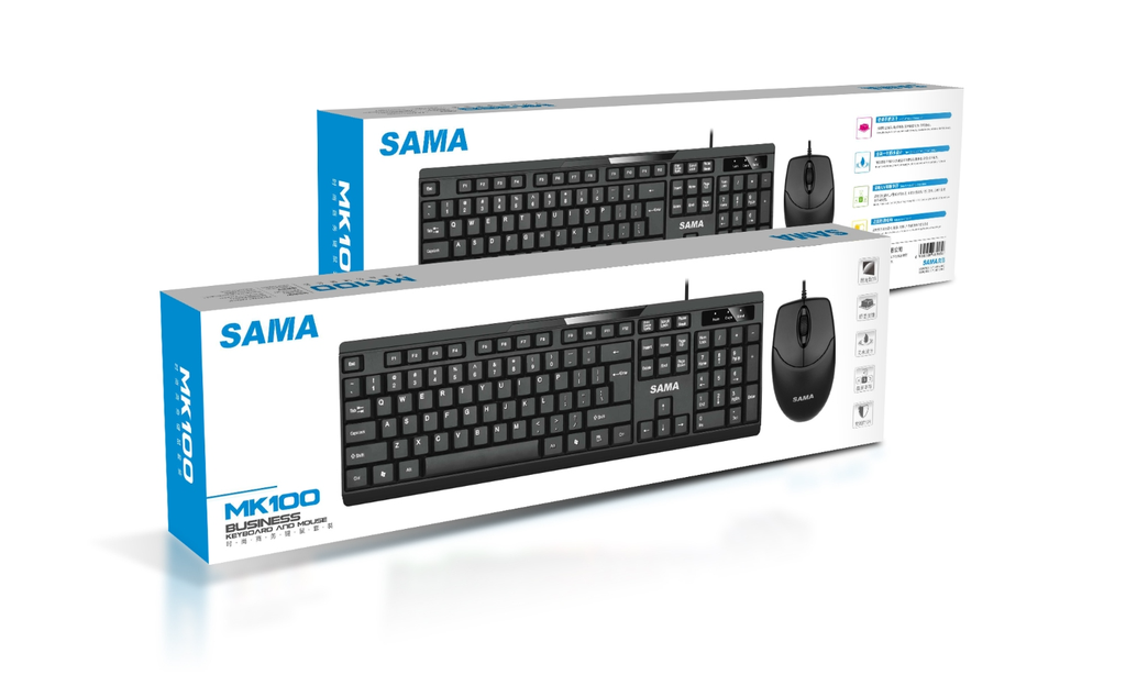 Combo bàn phím chuột SAMA MK100 (USB có dây, màu đen)