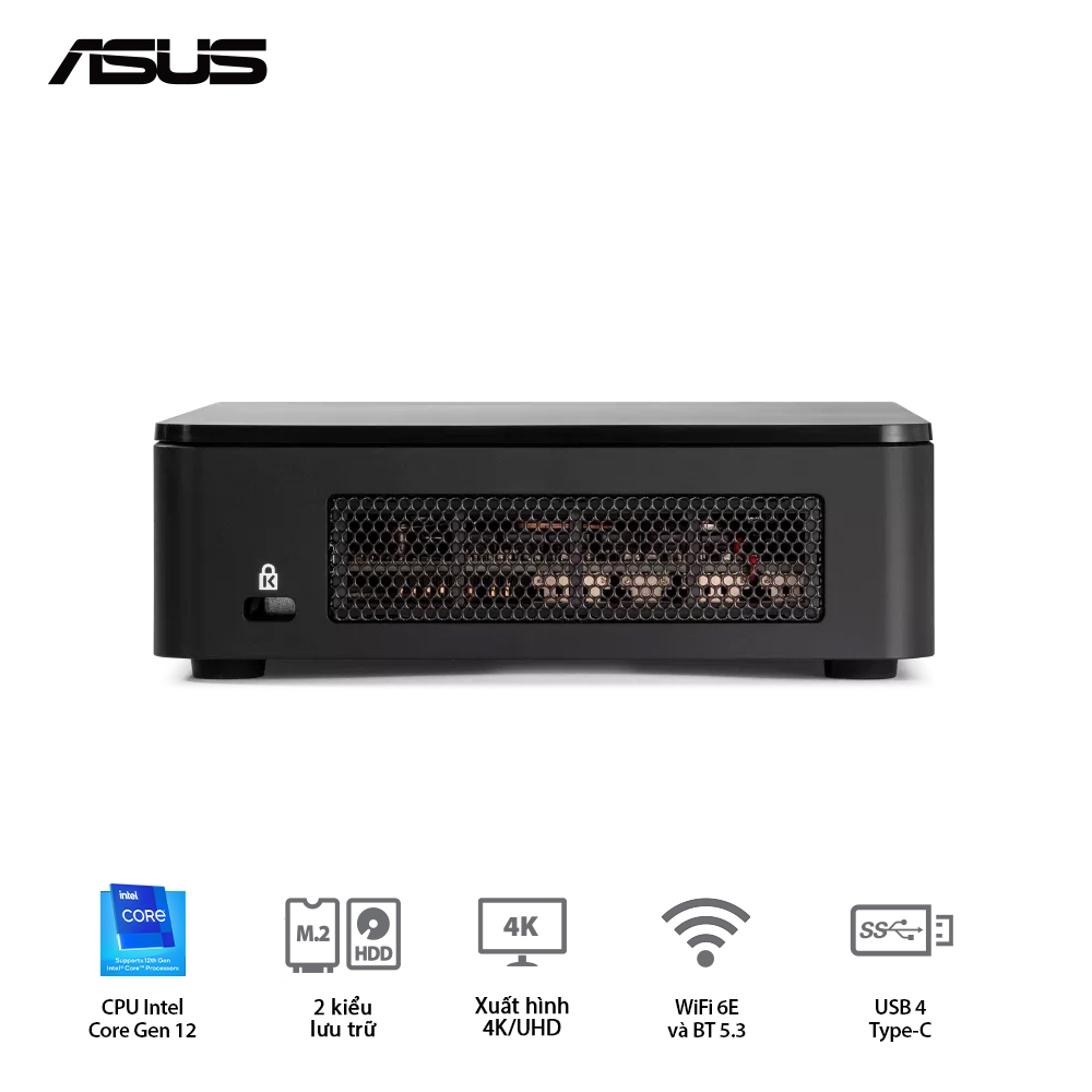 PC ASUS Intel NUC 12 Pro NUC12WSHi3-MR4100 (i3-1220P | DDR4 | Intel Iris Xe | Wi-Fi 6 | Bluetooth | Thunderbolt 4 | Support 8K ) - RNUC12WSHI30000)