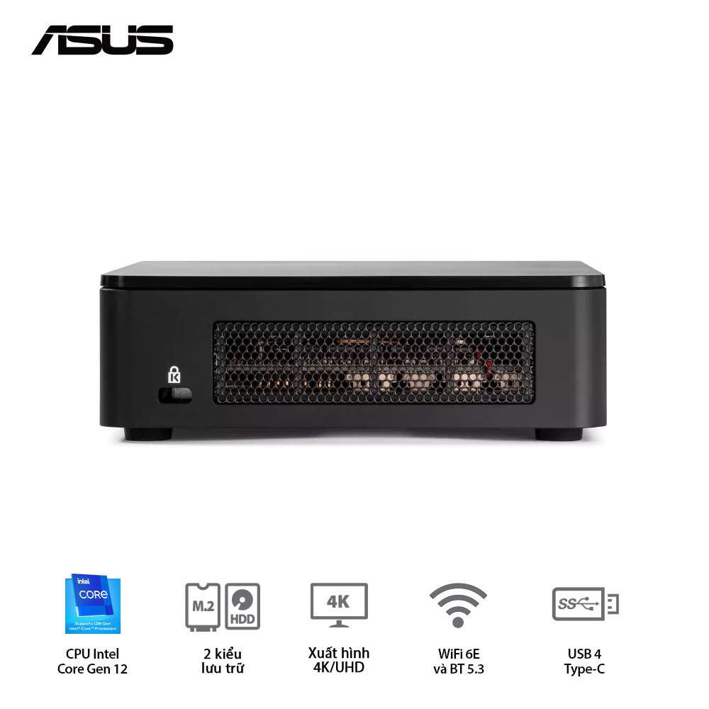 Mini PC ASUS INTEL NUC 12 Pro NUC12WSHi7 (Intel Core i7-1260P | DDR4 | Iris XE Graphics | SSD NVMe | Thunderbolt 4 | Wi-Fi 6E | Đen) WallStreet Canyon - RNUC12WSHi70000 (1l)