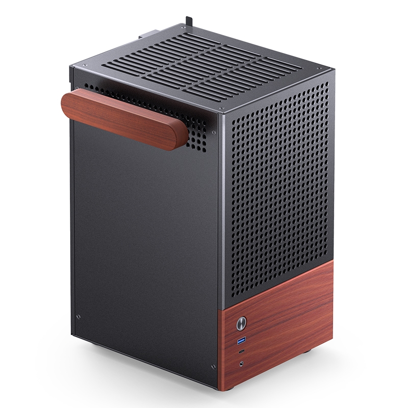 Vỏ Case JONSBO T6 (Mini-ITX, Nhôm 3mm, Gỗ, GPU 215mm, Black/Silver)