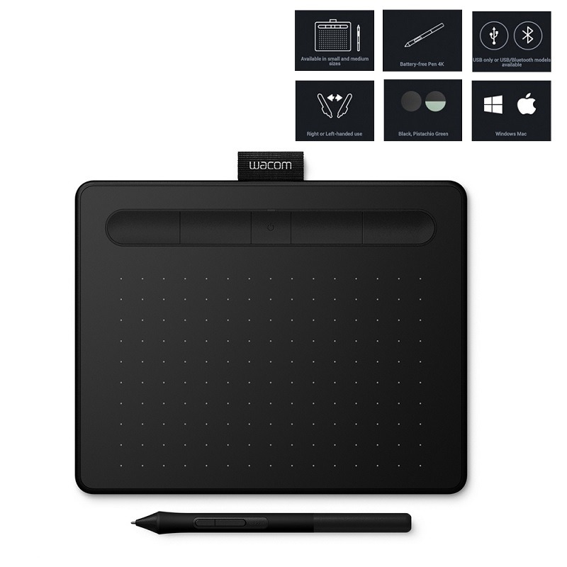 BẢNG VẼ WACOM INTUOS, MEDIUM - BLUETOOTH - BLACK (CTL-6100WL/K0-CX)