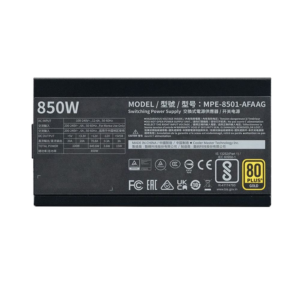 Nguồn máy tính Cooler master MWE GOLD 850 V2 850W ATX 3.1 FULL MODULAR (MPE-8501-AFAAG-3EEU)