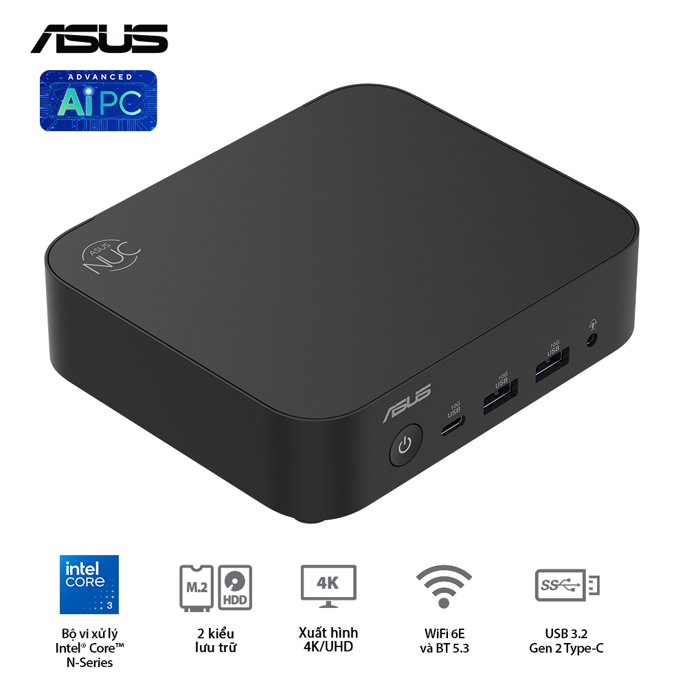 Bộ Mini PC Asus NUC 14 Essential RNUC14MNK150 ( NUC14MNK (N150)/1xDDR5-4800/1x M.2 22x80/2242 PCIe Gen3x4 /1x LAN/No-OS )