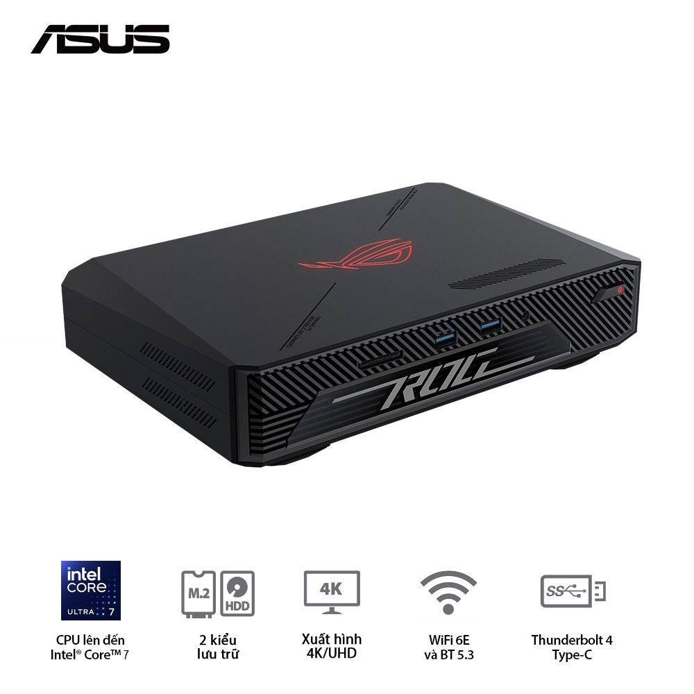 Bộ Mini PC Asus NUC ROG RNUC14SRKU7168A1I ( U7 155H)/8GD5*2/512SSD/Killer Wifi6E/Win11/ RTX 4060)