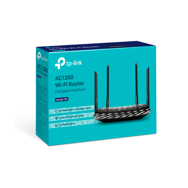 Router Wi-Fi TP-Link Archer C6 V2 (Wi-Fi 5, AC1200, MU-MIMO, 1 cổng WAN Gigabit, 4 cổng LAN Gigabit)