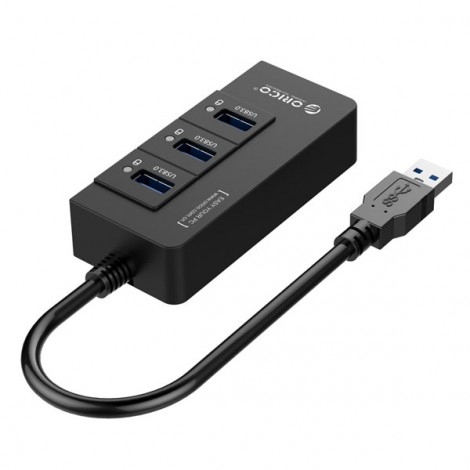 Bộ chia USB HUB 3 cổng Orico USB 3.0 tích hợp cổng Lan Gigabit (HR01-U3)